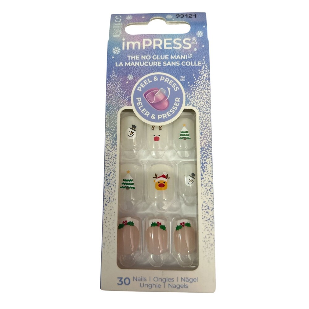 imPRESS Press-On Manicure Holiday Playlist Short Nails 30 Ct Christmas Reindeer